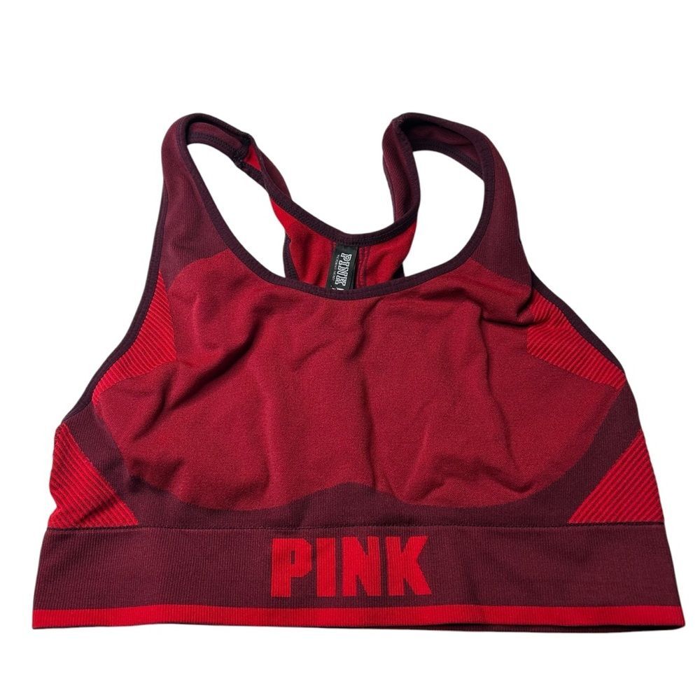 Pink Victoria’s Secret red Sports Bra unlined wireless large L